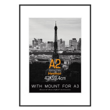 Hesmor A2 Picture Frame Aluminum Acrylic in Black - A2 Photo Frames 16.5 x 23 inch Size Black Pictures Frames with Clear Plexiglass for Wall Mounting,
