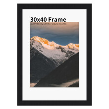 30x40 cm Frame, Photo Frames for 30x40 cm Pictures, Black Wood Photo Frames with Mat and Plexiglass for Table Top and Wall Mounting, Poster Frame with