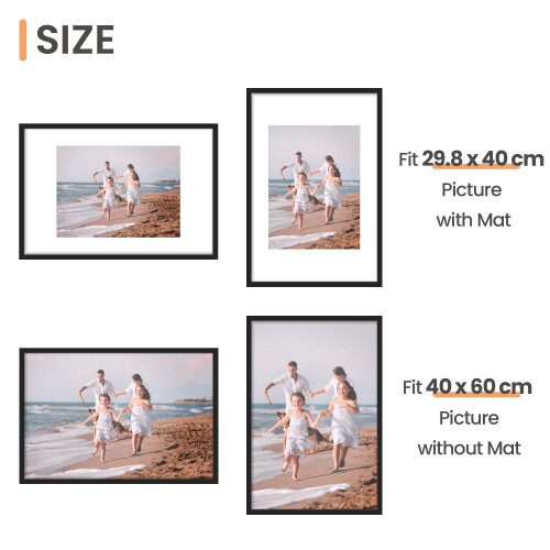 upsimples 3 Pack 40x60 Frame, Black 40x60cm Picture Frames, Wall Hanging Photo Frame 1