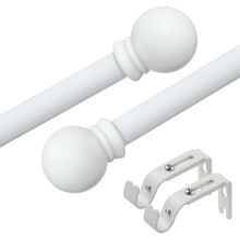 OLLIDOT Curtain Poles, Single Curtain Rods for Windows 76-152 cm, 1.6 cm Decorative Curtain Poles Set, Matte White Splicing Metal Curtain Poles with