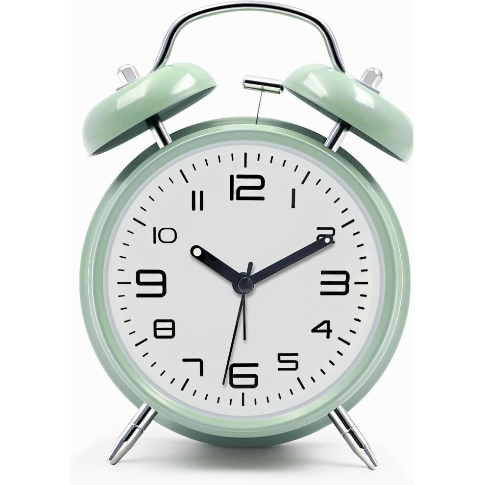Azyh Loud Alarm Clock For Heavy Sleepers With No Ticking, Double Bell Alarm Clock, Battery Operated, Metal Alarm Clock With Night Light For Bedroom,
