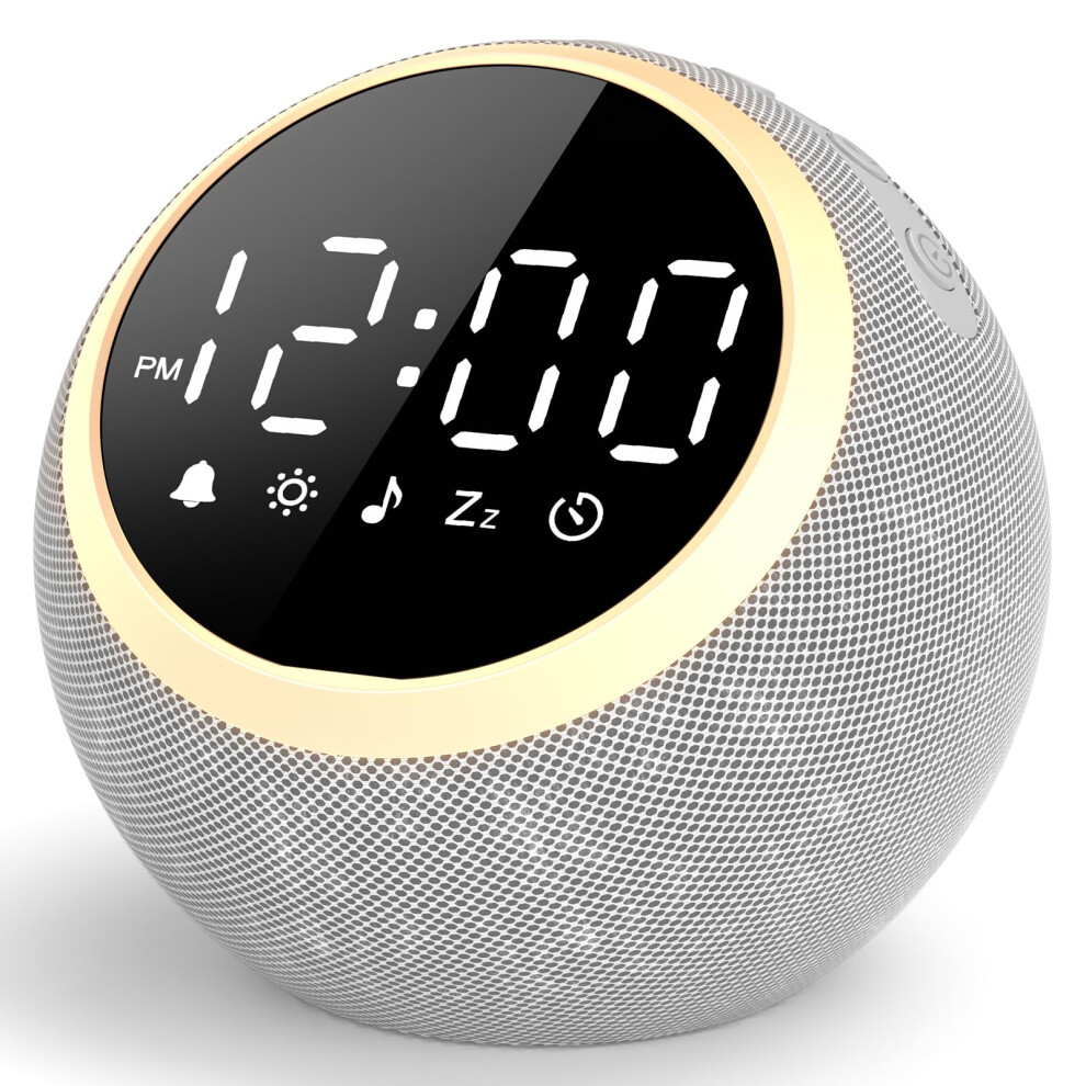 Alarm Clock With Noise, Night 25 Soothing Sound, Dimmable Display, Bedside Digital Alarm Clocks Mains Powered For Kids Adults, White/Light Liorque