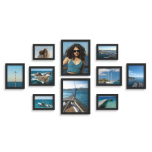 Tinkeps Set of 10 Black Photo Frames Multiple Pictures, Engineered Wood and Plexiglass, Picture Frames with Two 8x10, Four 5x7, Four 4x6 Frames,