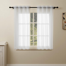 Pacok White Voile Curtains, 45 Drop 2 Panels Net Curtain for Windows, Rod Pocket Sheer Curtain Panel Voile Curtains for Living Room Kitcken Bedroom