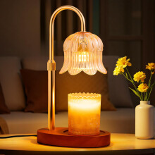 EVXFG Candle Warmer Lamp Electric : Classicism Glass Design with 2 Bulbs - Adjustable Height and Dimmable Timer Flower Lamp - Jar Candles Flameless