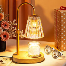 Candle Warmer Lamp with Timer Dimmable, Electric Wax Melter for Scented Jar Candles Flameless Burner, Height Adjustable, Candle Heater with 2 Bulbs
