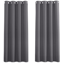 PONY DANCE Grey Blackout Thermal Insulated Curtains for Bedroom, 46 x 54 Inch Short Eyelet Curtains & Drapes, Soft Black Out 2 Panels for Window