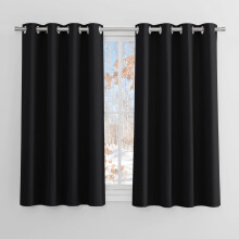 PONY DANCE Black Blackout Thermal Curtains for Bedroom Blackout Eyelet 54 Drop Small Window Curtains for Room Darkening & Noise Reducing, 2 Pieces, W