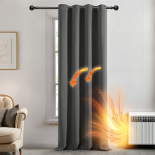 Deconovo Blackout Curtain 52 x 84 Inch Drop Door Curtain Thermal Insulated Energy Saving Eyelet Panels for Bedroom Light Grey 1 PANEL