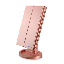 WEILY Lighted Vanity Makeup Mirror 1x/2x/3x Magnification Trifold with 36 LED Lights Touch Screen and USB charging, 180 Degree Adjustable Stand for