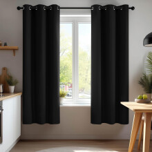 Deconovo Functional Ring Top Curtains Eyelet Blackout Curtains Thermal Insulated Curtians for Kids Bedroom Black 42 x 63 Inch 2 Panels