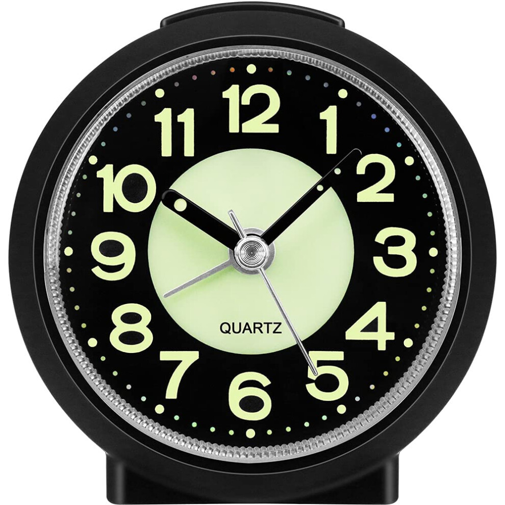 Analogue Alarm Clock Simple Alarm Clocks Bedside Non Ticking Battery Powered Luminous Silent Clock With Snooze Glow In The Table Light/Dark Jcobay