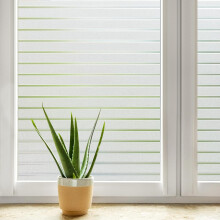 DOWELL Window Film Privacy Film for Glass Windows 44.5x200cm, Frosted Stripe Pattern Sticker Static Cling, Opaque Self Adhesive Glass Vinyl Decorative
