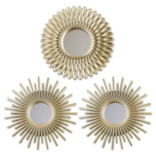 BONNYCO Wall Mirrors Pack of 3, Round Gold Mirrors for Living Room, Home Decor and Bedroom. Hanging Wall Decoration Hallway, Small Shabby Chic Home