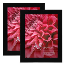 Americanflat A5 Picture Frames in Black - Set of 2 - Engineered Wood with Shatter Resistant Glass - Horizontal and Vertical Formats for Wall and