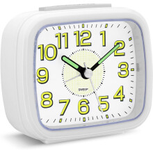 Pilmoux Alarm Clocks Bedside Non Ticking Battery Powered Silent Luminous Clock Large Dial Table Clocks for Bedrooms Snooze Night Light Loud Crescendo