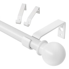 Curtain Poles, White Curtain Pole for Eyelet Curtains 80 to 122 cm, Small Voile Curtain Rod for Door with Brackets, 16mm Diameter Thin Metal