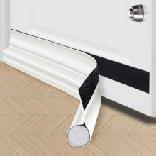 Front Door Draught Excluder, 96cm Self-Adhesive Draught Excluder for Bottom of Door, Anti-Cold Removable Door Weather Stripping with Scraper for