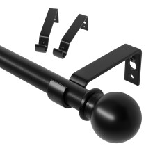 Curtain Poles, Black Curtain Pole for Eyelet Curtains 80 to 152 cm, Adjustable Curtain Rod for Bedroom with Brackets, 16mm Diameter Thin Metal Curtain