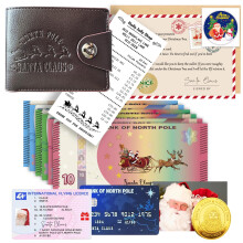 PopManko Santa's Lost Wallet, Santa Lost Wallet Set for Kids, Santa Evidence Kit, Secret Santa Gifts for Kids, Santa Claus Accessories, Coin, Driving