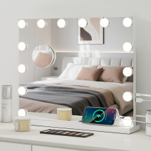 eklipt Hollywood Vanity Mirror with Lights, 50?42cm Large Lighted Makeup Mirror with 14 Dimmable LED Bulbs, Touchscreen Control, USB Output Port