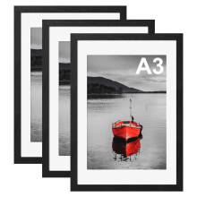Hiyzaun A3 Picture Frame, Pack of 3 Poster Frame for A3 Print, 29.7x42cm Black Photo Frames, Wall Mounted
