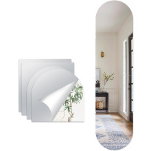 Hode 4 Pieces Self Adhesive Mirror Tiles 30x30cm (2mm Thick), Acrylic Full Length Stick on Mirror Stickers, Flexible Tiles for Wall, Bathroom, Bedroom