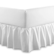 Plain 100% Egyptian Cotton Fitted Valance Sheet | Easy Care 16" / 40cm Extra Deep Frilled Valance Fitted Bed Sheet - Machine Washable - Single Double