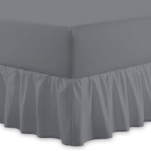 Plain 100% Egyptian Cotton Fitted Valance Sheet | Easy Care 16" / 40cm Extra Deep Frilled Valance Fitted Bed Sheet - Machine Washable - Single Double