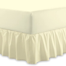 Plain 100% Egyptian Cotton Fitted Valance Sheet | Easy Care 16" / 40cm Extra Deep Frilled Valance Fitted Bed Sheet - Machine Washable - Single Double