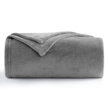 Aisbo Fleece Throw Blanket Grey - Versatile Twin Size Warm Blanket Throw Fluffy for Sofa and Couch, Soft Cozy Bed Solid Flannel Blanket Double,