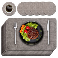 Purejoy Placemats and Coaster Sets 6, Christmas Table Mats PU Leather Heat-Resistant Washable and Non-Slip 43 * 30 cm Dinner Table Mats Set of 6 for