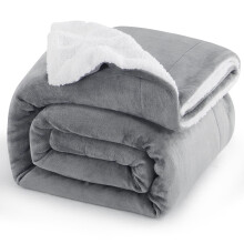 Aisbo Sherpa Fleece Blanket Grey Throws - Thick Warm Soft Throw Blanket for Bed Double Size, 150x200cm Fluffy Microfiber Solid Twin Blankets for Sofas