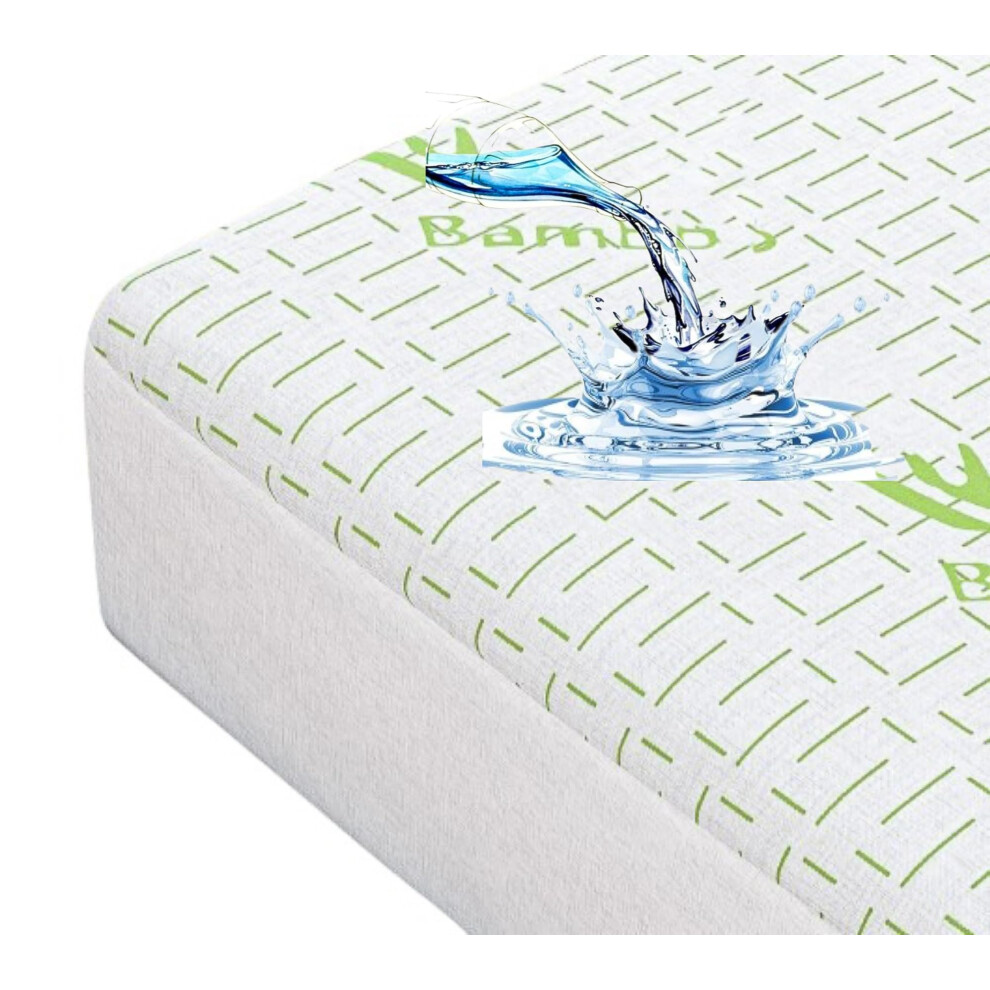 Bamboo Water Proof Mattress Protector Topper Cover Extra Deep Fitted 40 Cm Depth Breathable Antialergy Non Noisy Bug Proof King-40Cm Imfaa
