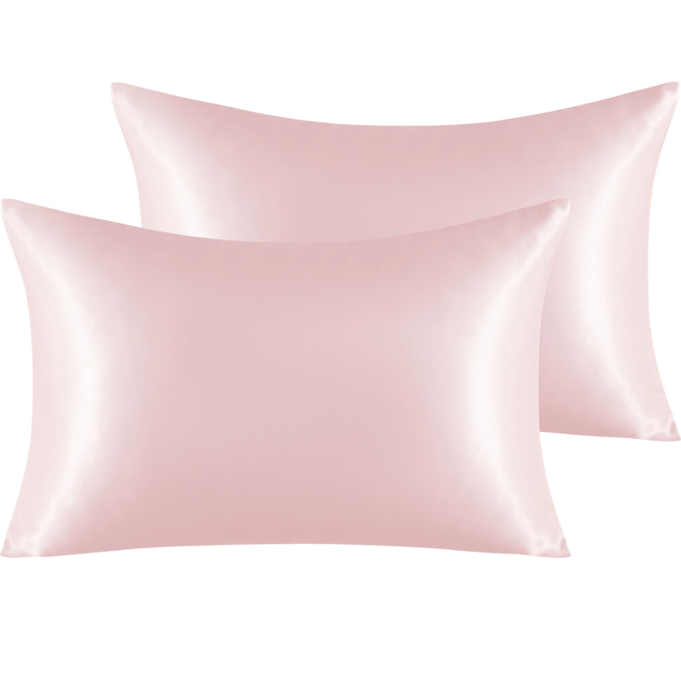Silk Satin Pillowcases - Satin Pillowcase For Hair And Skin, Pillow Cases 2 Pack With Envelope Closure, 50X75 Cm, Light/Pink Ntbay
