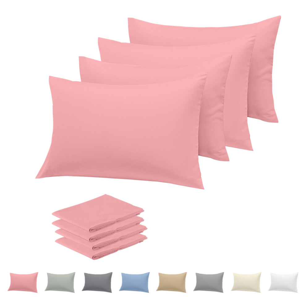 Rohi Microfibre Pink Pillowcases 4 Pack ? Ultra Soft & Smooth Pillow Covers With Envelope Closure ? Fade Resistant & Breathable Pillow Cases ?