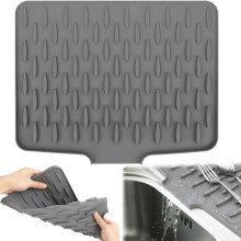 RZCOMP Silicone Draining Mat,Silicone Dish Drying Mat Non-Slip Sink Drainer Mat,No-Spill Mat & Heat Resistant Folding Draining Board Mat for Kitchen