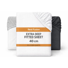 Rest Fusion Deep Fitted Sheet ? 40cm Extra Deep Pocket ? Fully Elastic ? Soft Brushed Microfibre ? Wrinkle, Shrink & Fade Resistant ? Easy Care ? Bed