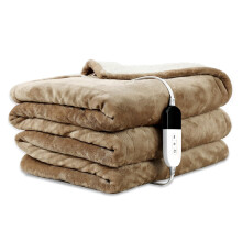 COZYTY Heated Blanket 150 x 200 cm ? Flannel Electric Blanket 6 Heat Settings & 10-Hour Auto-Off Timer, Overheat Protection, Machine Washable, Beige