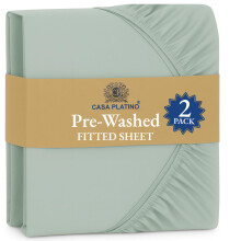 Fitted Sheet Single, Mineral (Pack of 2) ? Pre-Washed, Deep Pocket 14 inch (35 cm) - Easy Care - Soft Brushed Microfibre Fabric - Shrinkage and Fade