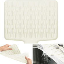 RZCOMP Silicone Draining Mat,Silicone Dish Drying Mat Non-Slip Sink Drainer Mat,No-Spill Mat & Heat Resistant Folding Draining Board Mat for Kitchen