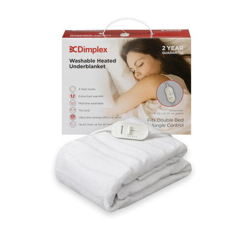 Dimplex Dimplex DXUBDB Machine Washable Heated Under Blanket With Extra Foot Warmth - Double - White