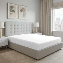 Pizuna 100% Cotton Super King Fitted Sheet White, 400 Thread Count Long Staple Cotton Fitted Sheet 180x200 cm, Sateen Weave Superking Fitted Sheet