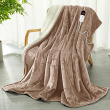 COZYTY Heated Blanket 130 x 180 cm ? Flannel Electric Blanket 6 Heat Settings & 10-Hour Auto-Off Timer, Overheat Protection, Machine Washable, Beige
