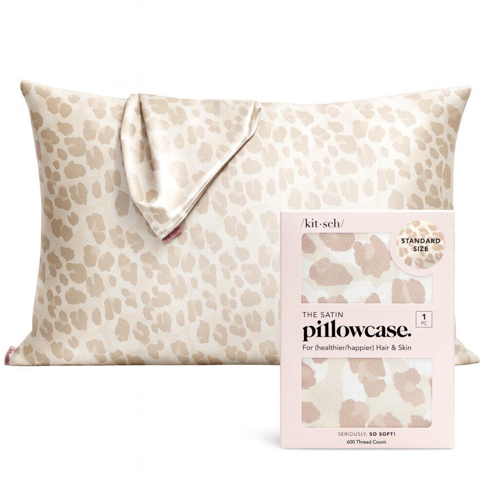 Kitsch Satin Pillowcase With Zipper For Hair & Skin, Softer Than Silk Pillow Cases, Smooth Pillow Covers, Machine Washable, Wrinkle-Free, Cooling