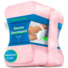 Sports Medica Ergonomic Knee Pillow - Memory Foam Leg Cushion for Sleeping on Side - eHandbook Included - for Lower Back, Knees, Hips, and Pregnancy