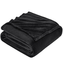 EHEYCIGA Fleece Blanket Black Throws for Sofas Fluffy Warm Soft Blanket for Bed Settees Armchairs, Fit All Season, Single, 130x165cm