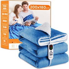 Mia&Coco Electric Heated Blanket Throw Flannel Sherpa Fast Heating 200x180cm, 10 Heat Levels & Up-to-9-Hours Auto-Off Timer & LED Display, for Home