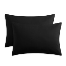 RUIKASI Black Pillow Cases 2 Pack - Plain Pillowcases with Envelope Closure Breathable Premium Brushed Microfiber Set of 2 Pillow Covers Standard