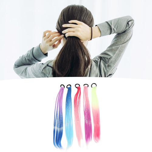 5 pezzi di extension per capelli a gradiente di colore per coda di cavallo